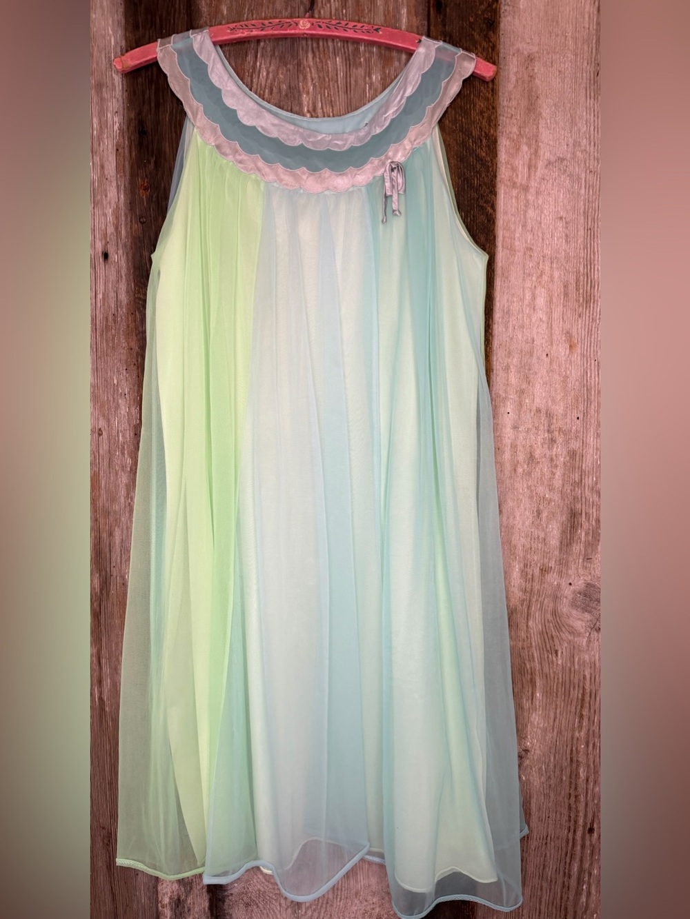 VTG 50/60s Saks Fifth Avenue Peignoir Pajama Set Pastel  Nylon Chiffon: Small - Picture 7 of 14